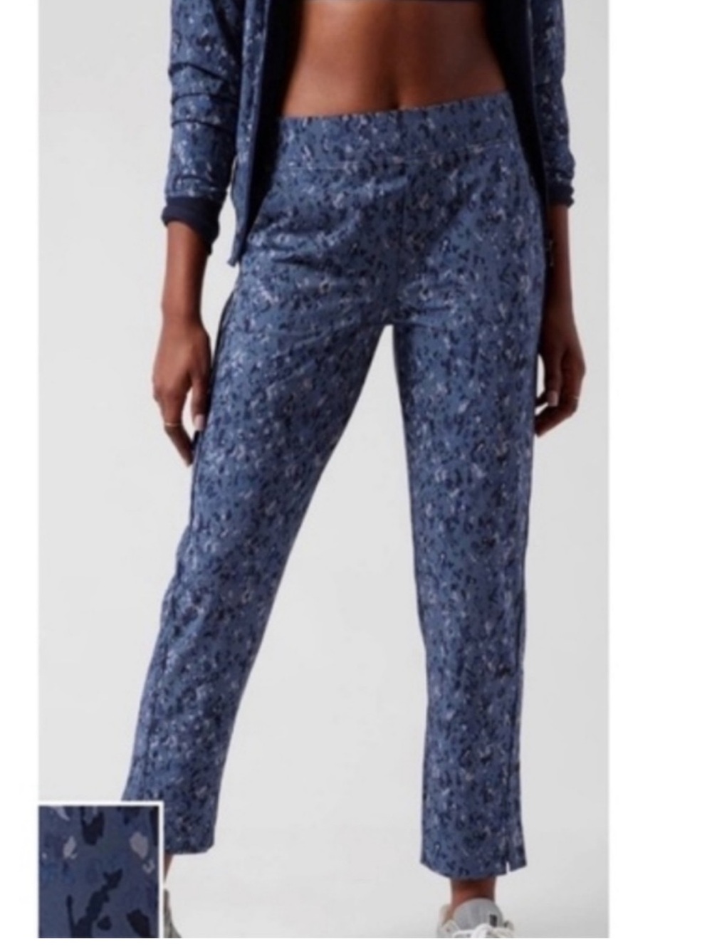 Athleta Brooklyn ankle pants captivate chrome blue print size 20